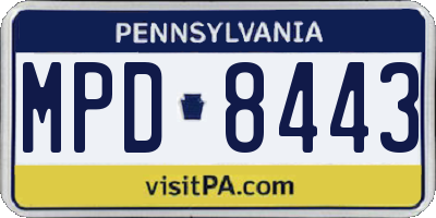 PA license plate MPD8443