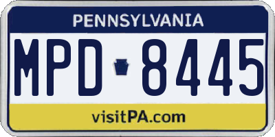 PA license plate MPD8445