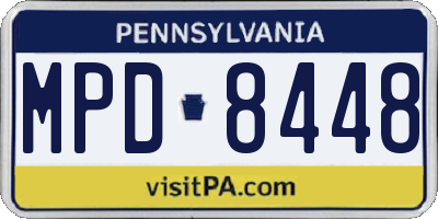 PA license plate MPD8448