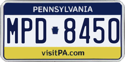 PA license plate MPD8450
