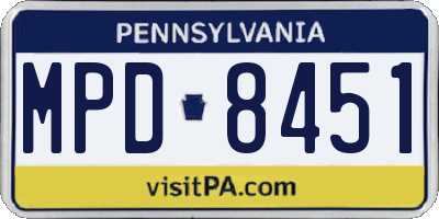 PA license plate MPD8451