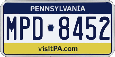 PA license plate MPD8452
