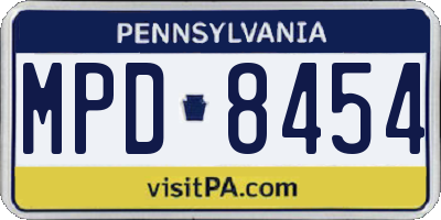 PA license plate MPD8454