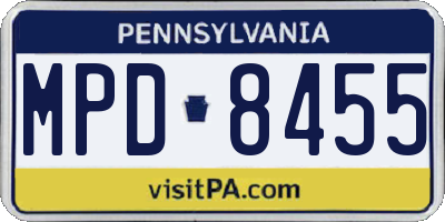 PA license plate MPD8455