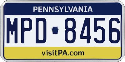 PA license plate MPD8456