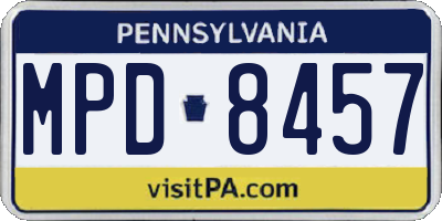 PA license plate MPD8457
