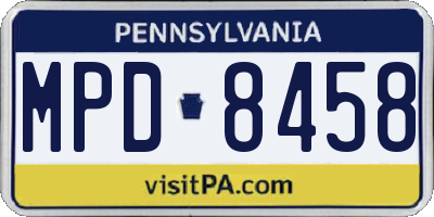 PA license plate MPD8458