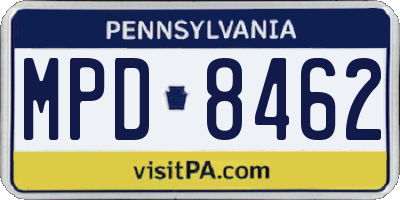 PA license plate MPD8462