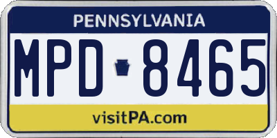 PA license plate MPD8465