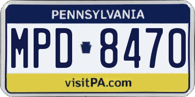 PA license plate MPD8470