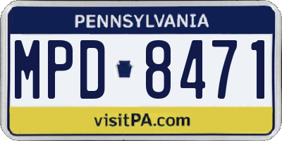 PA license plate MPD8471