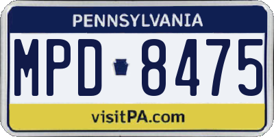 PA license plate MPD8475