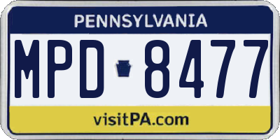 PA license plate MPD8477