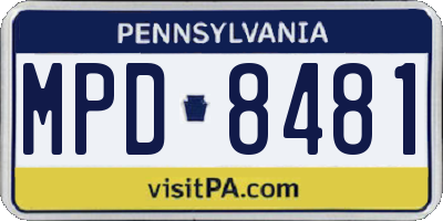 PA license plate MPD8481