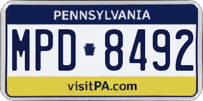 PA license plate MPD8492