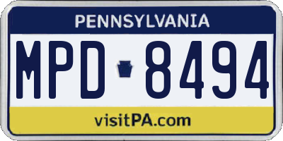 PA license plate MPD8494