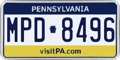 PA license plate MPD8496