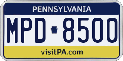 PA license plate MPD8500