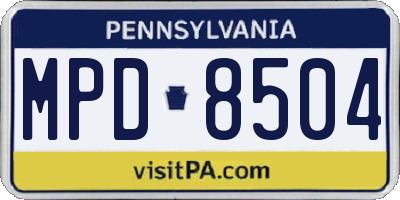 PA license plate MPD8504
