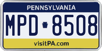 PA license plate MPD8508