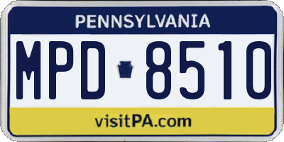 PA license plate MPD8510