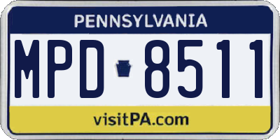 PA license plate MPD8511