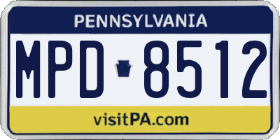PA license plate MPD8512