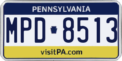 PA license plate MPD8513