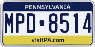 PA license plate MPD8514