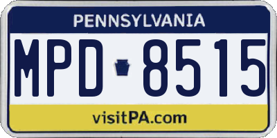PA license plate MPD8515
