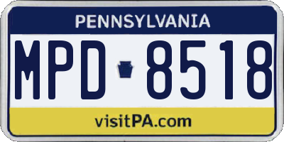 PA license plate MPD8518