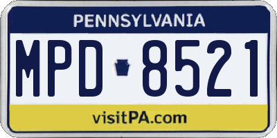 PA license plate MPD8521