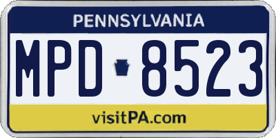 PA license plate MPD8523