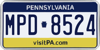 PA license plate MPD8524