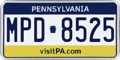 PA license plate MPD8525
