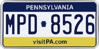 PA license plate MPD8526