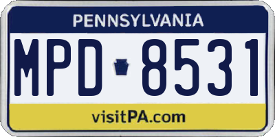 PA license plate MPD8531