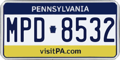 PA license plate MPD8532
