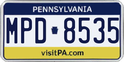 PA license plate MPD8535