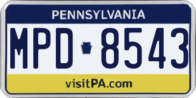PA license plate MPD8543