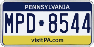 PA license plate MPD8544