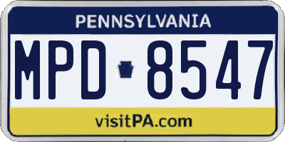 PA license plate MPD8547
