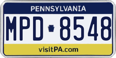 PA license plate MPD8548