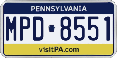 PA license plate MPD8551