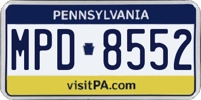 PA license plate MPD8552