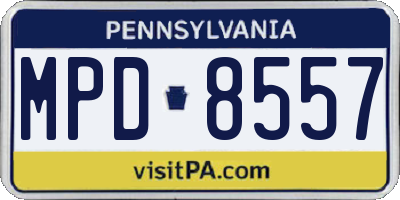 PA license plate MPD8557