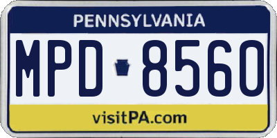 PA license plate MPD8560