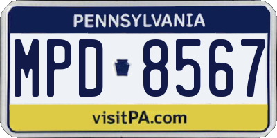 PA license plate MPD8567