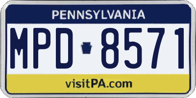 PA license plate MPD8571