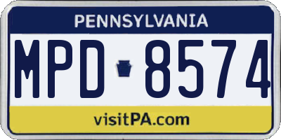 PA license plate MPD8574